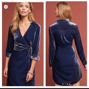 Anthropologie Meave velvet belted dress